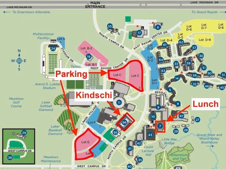 Detail map of parking and conference locations